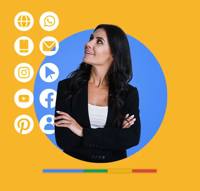 Mulher olhando para ícones