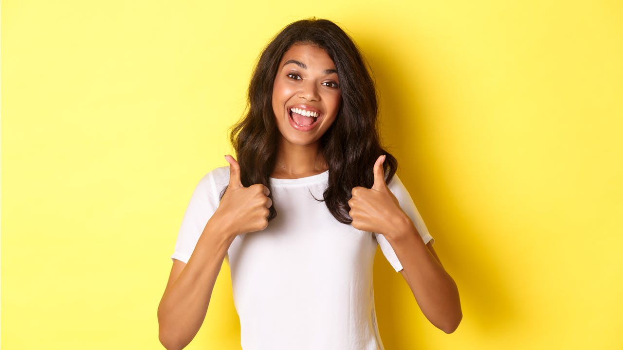 Woman with a thumbs-up