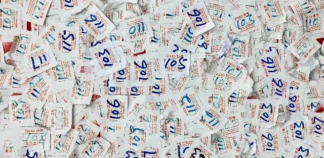 Numbered raffle tickets