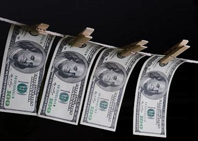 Money on a clothesline
