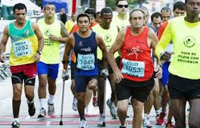 Disabled people participating in a race