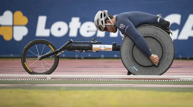 Disabled man participating in a race