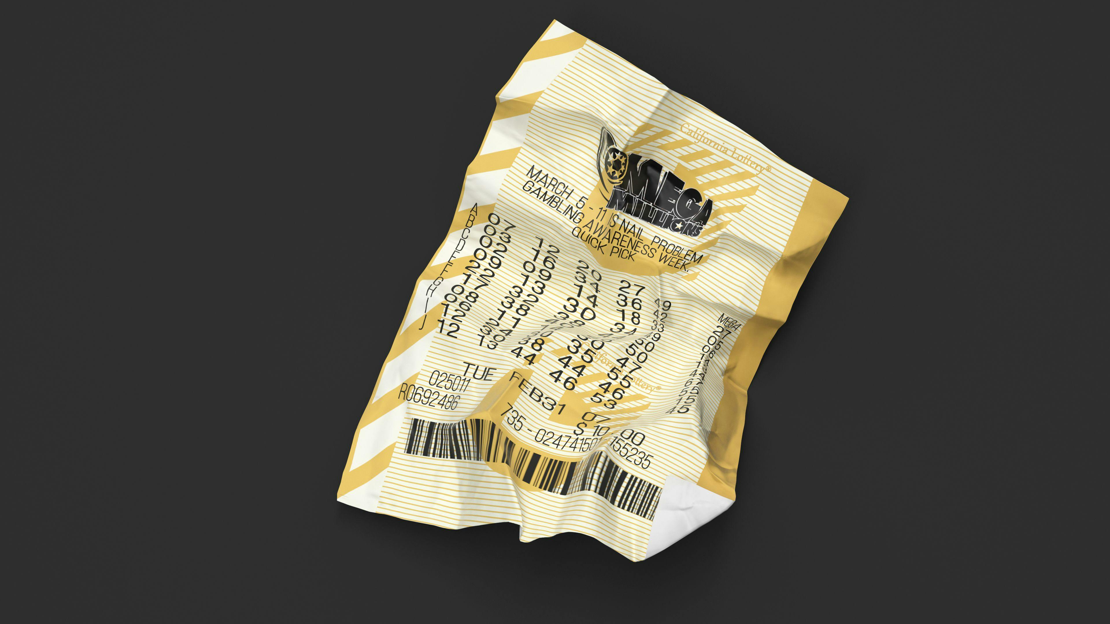 Crumpled lottery ticket