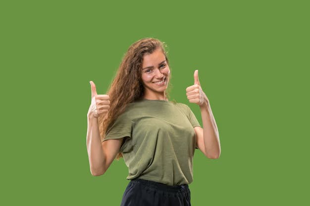 Woman giving a thumbs up