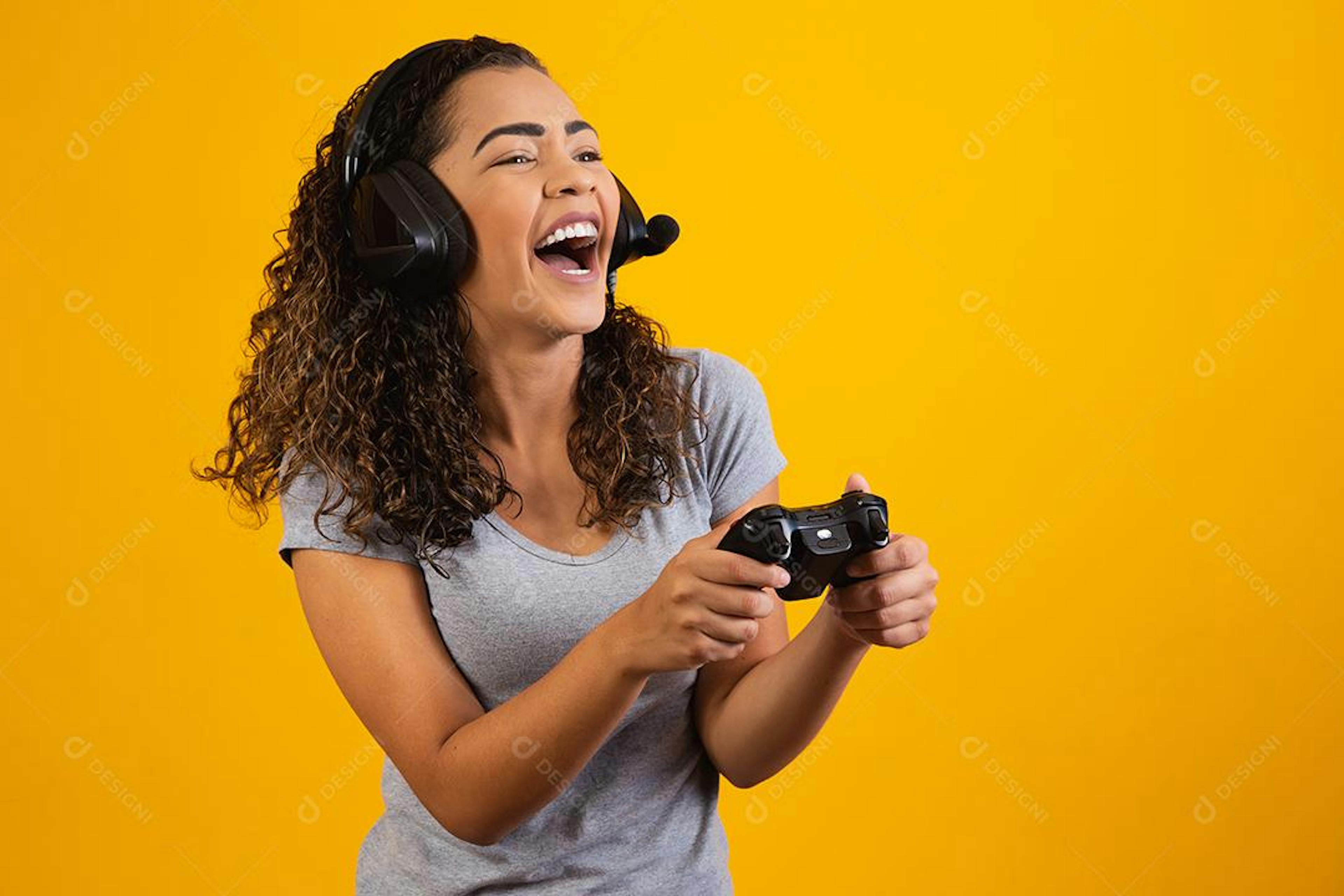 Woman playing video games