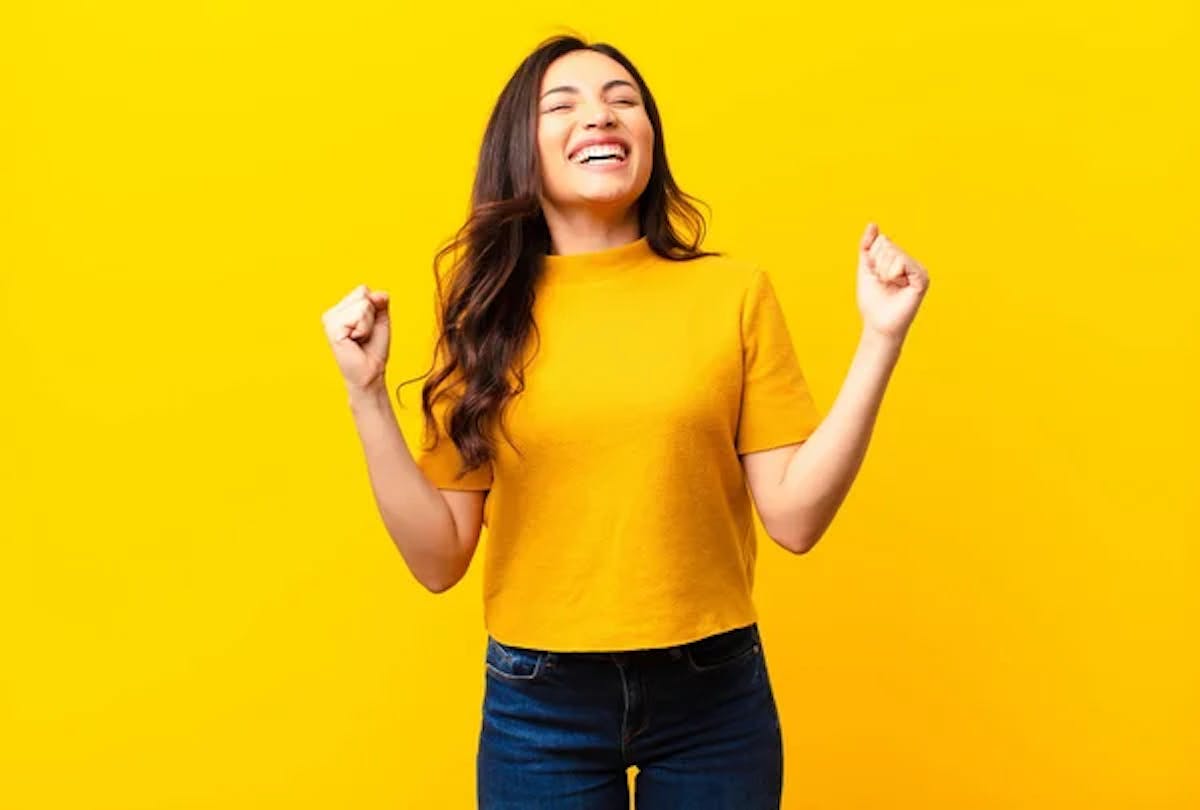 Woman cheering