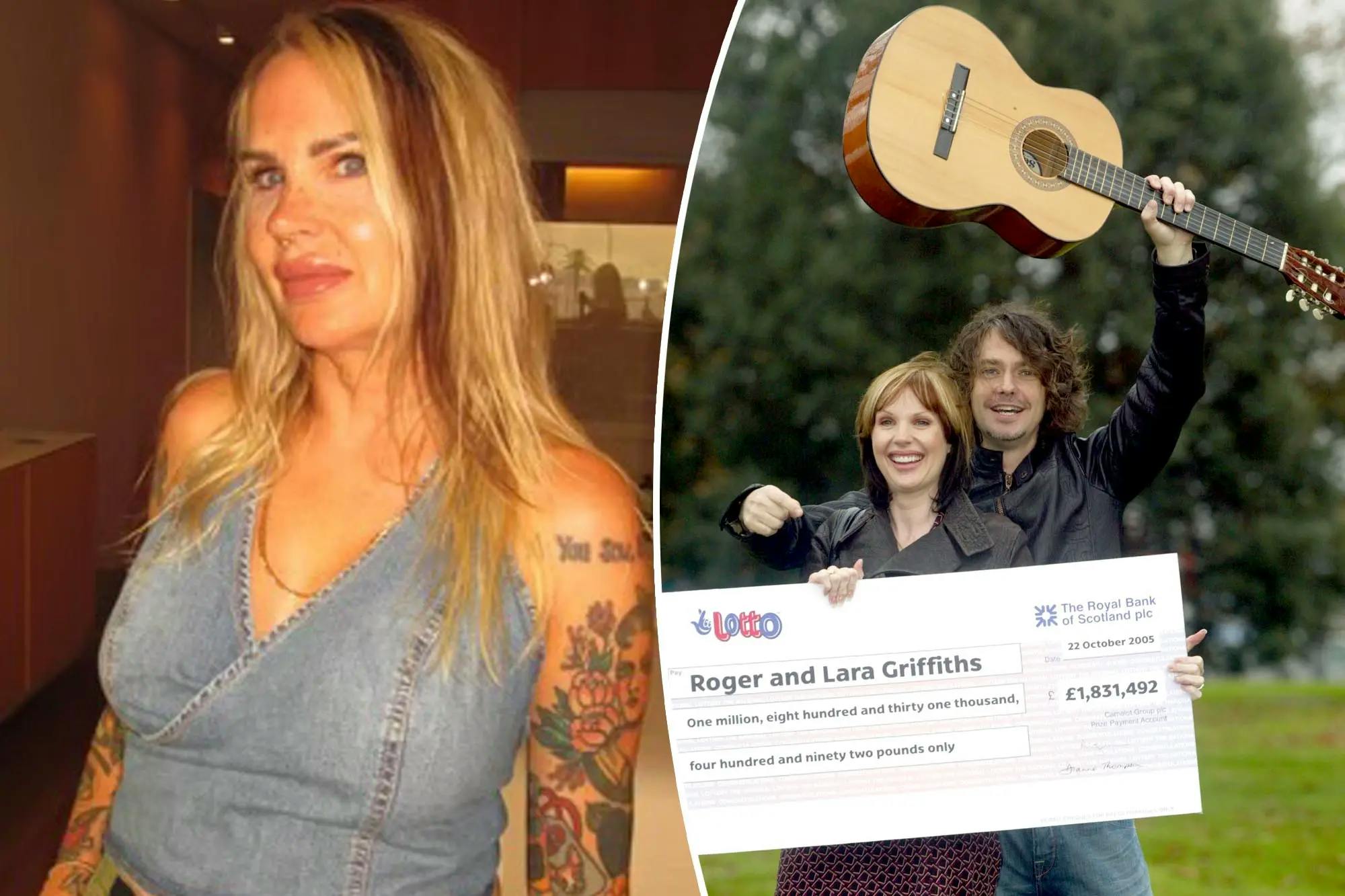 Couple with a guitar and a lottery ticket