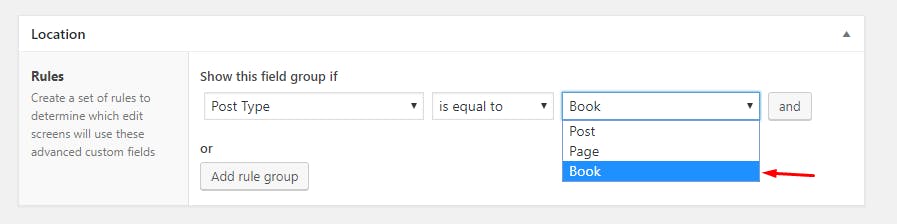 Selecionado o tipo de post desejado