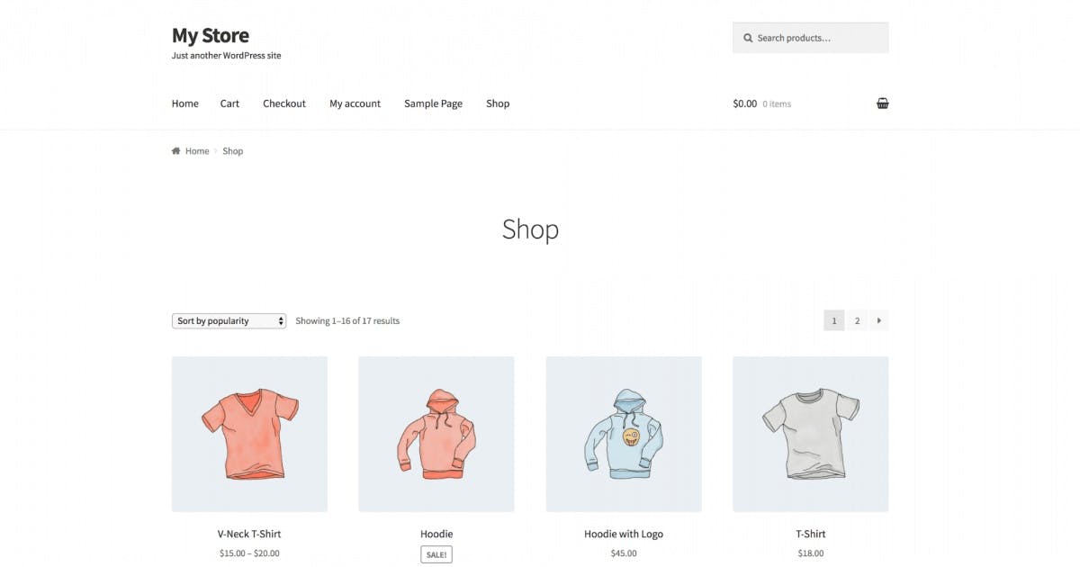 Aparência do tema no site