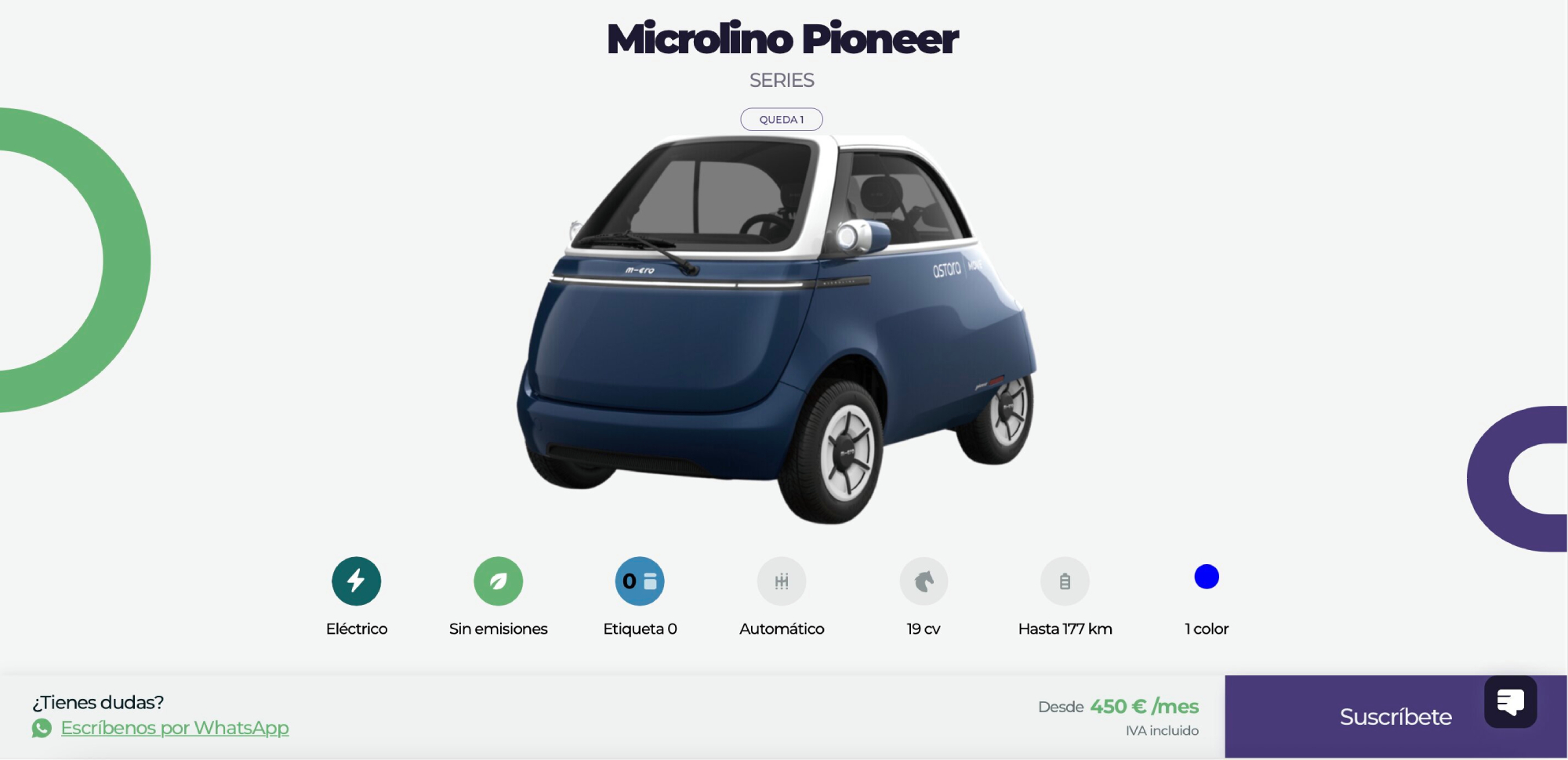 Microlino en el catálogo de suscripción de astara Move