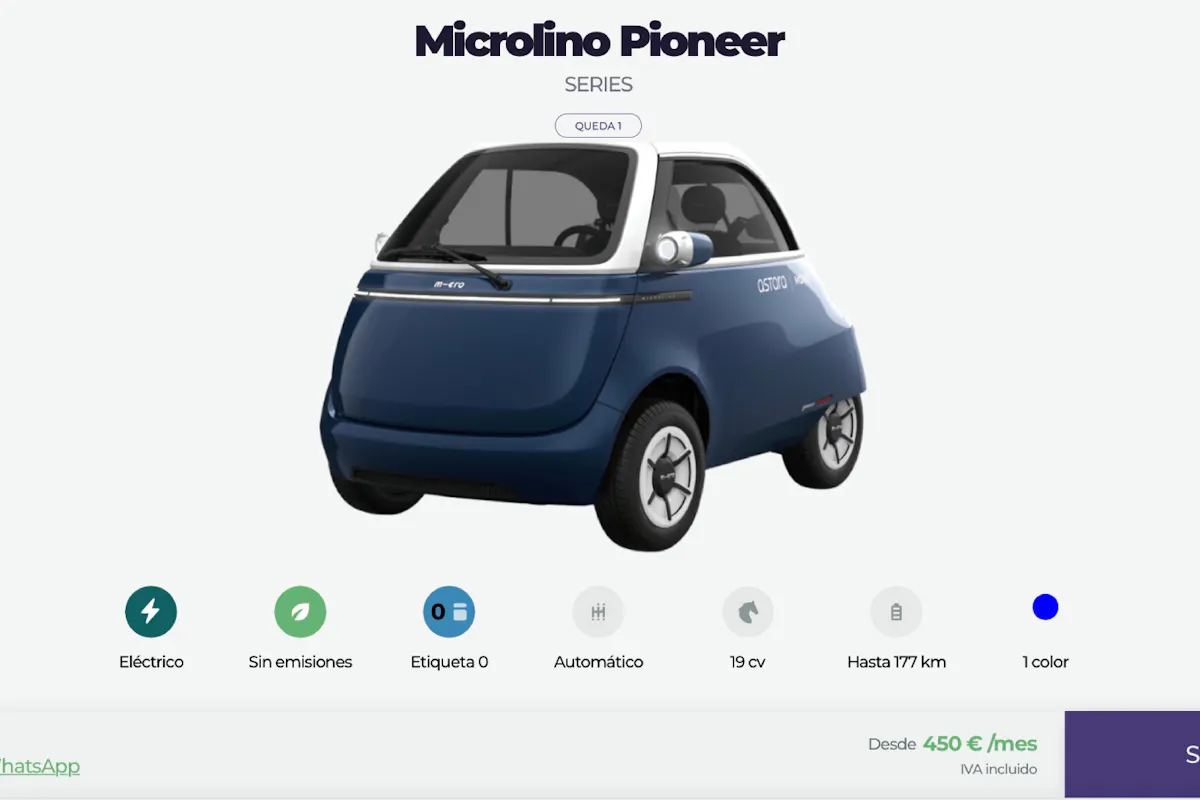 Microlino en el catálogo de suscripción de astara Move