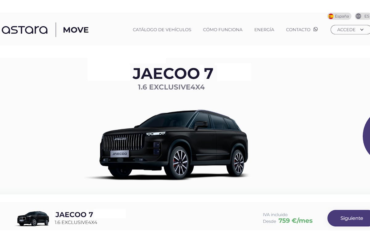 JAECOO 7 por suscripción en Astara