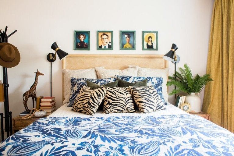 Guest Bedroom Gets Warm, Eclectic Feel with Woven Wood Shades | The ...