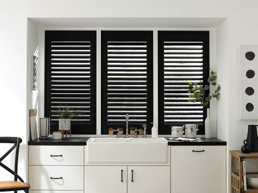 Interior plantation store shutters