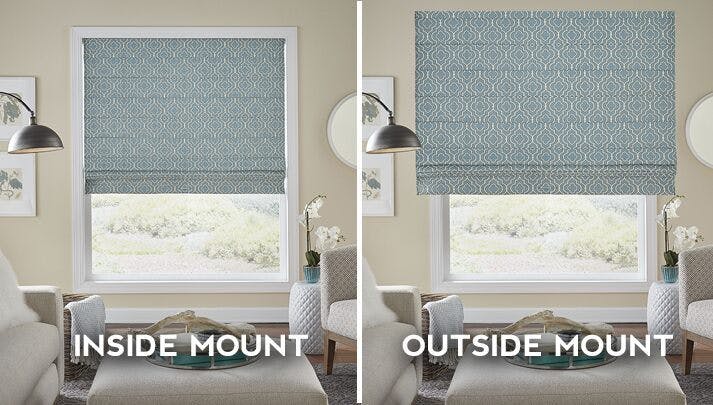 graphic showing the difference between inside mount and outside moutn blinds installation