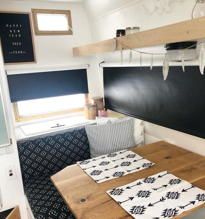 RV Interior with Economy Blackout Vinyl Roller Shades