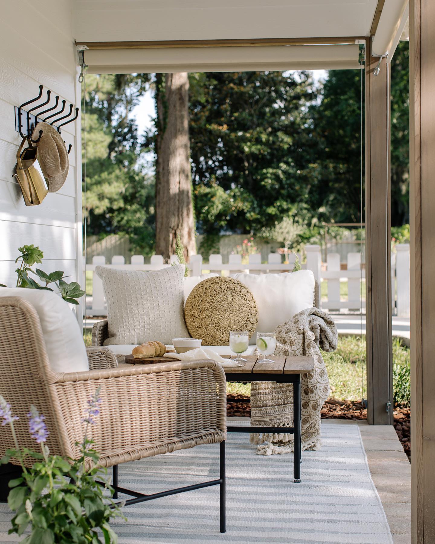 outdoor decor. front porch with outdoor furniture 