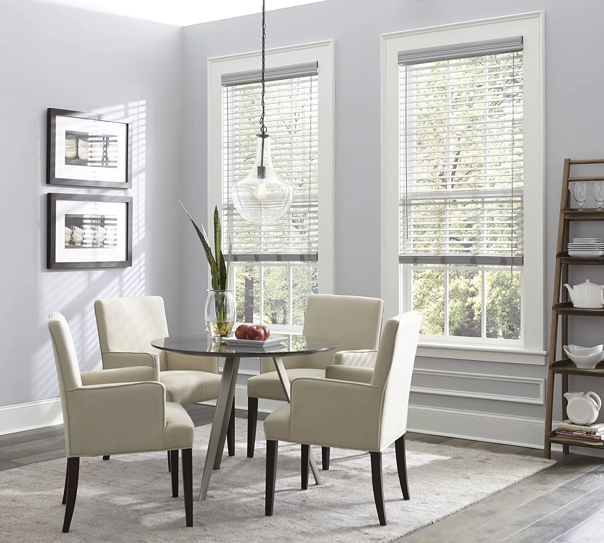 Blinds.com 2 inch faux wood blinds in a dining room