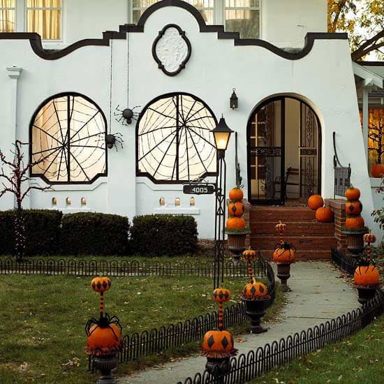 Halloween spiderweb windows