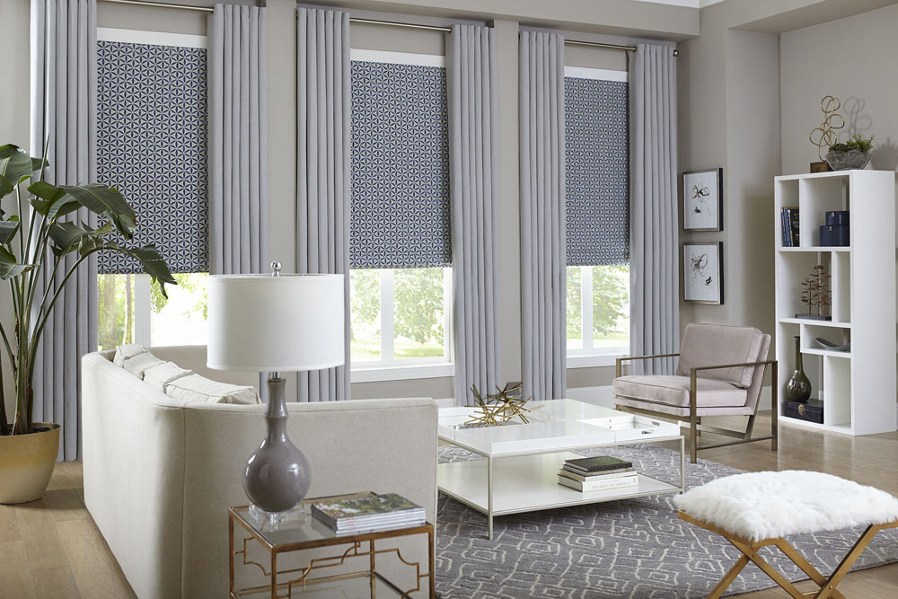 window blinds with curtains