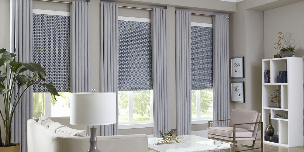 Window treatments with on sale blinds and curtains