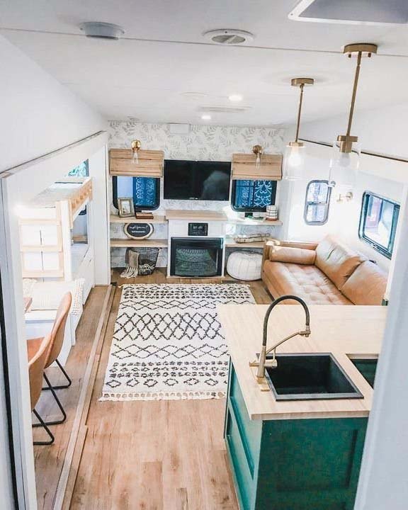 Aerial view of an RV interior