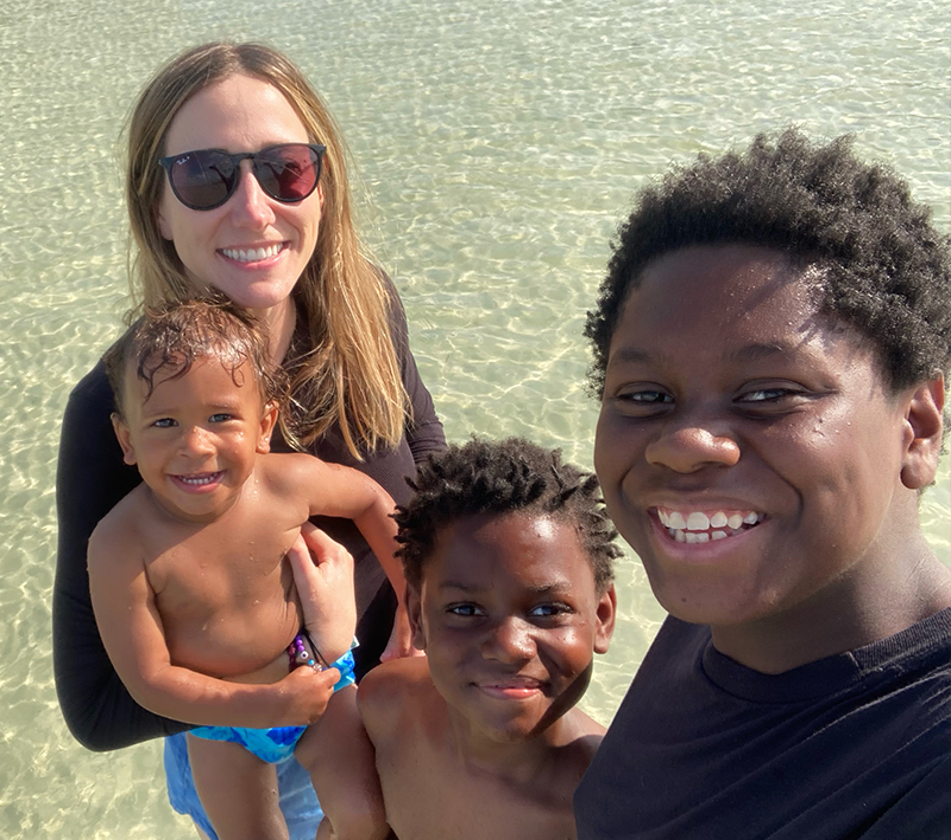 Sarah, Luka, Jae'nari and Tyre outside at the beach