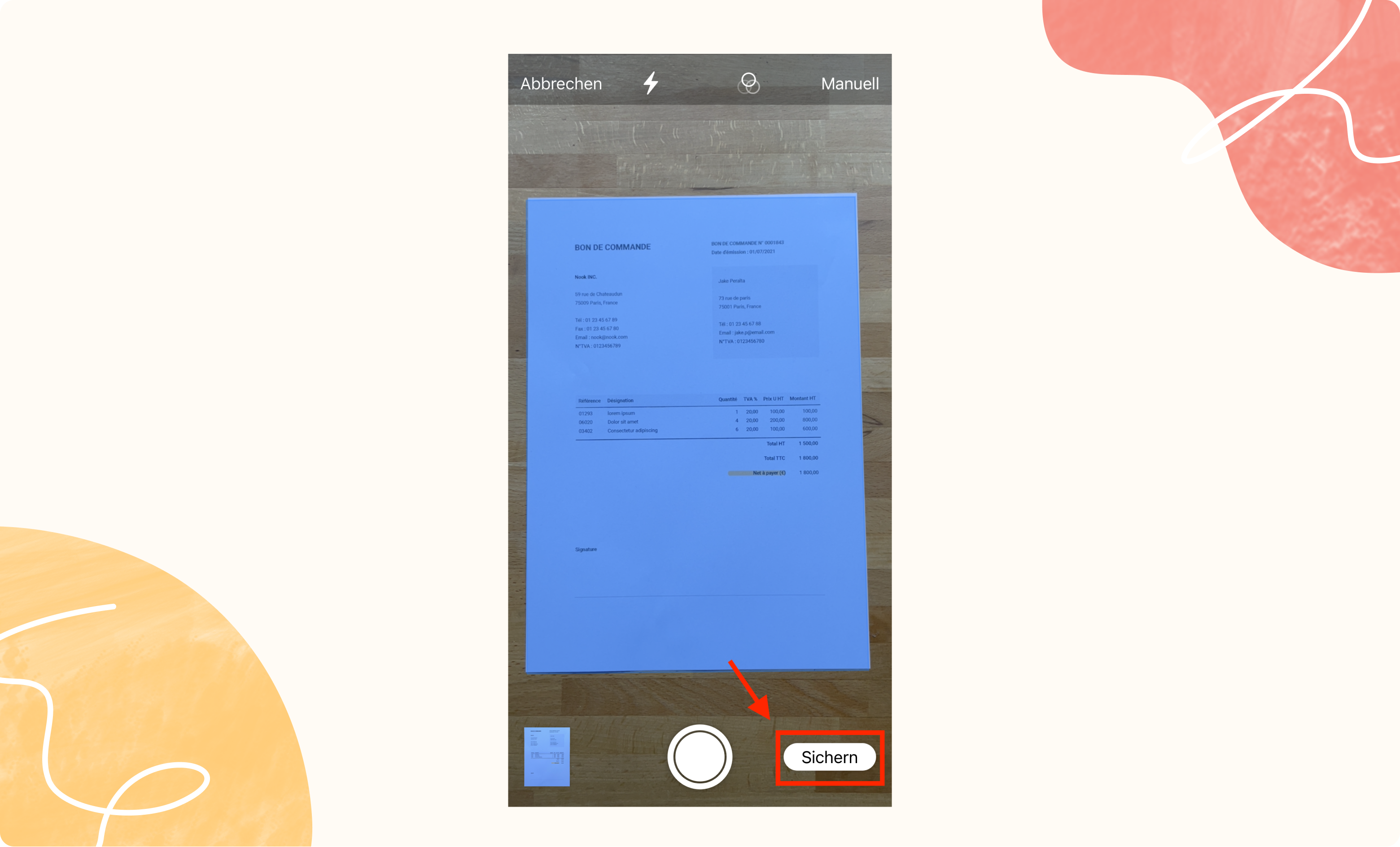 Dokument scannen und sichern