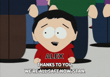 gif Alex qui remercie Stan dans South Park