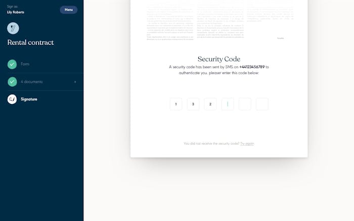confirm identity by entering the code sent by text