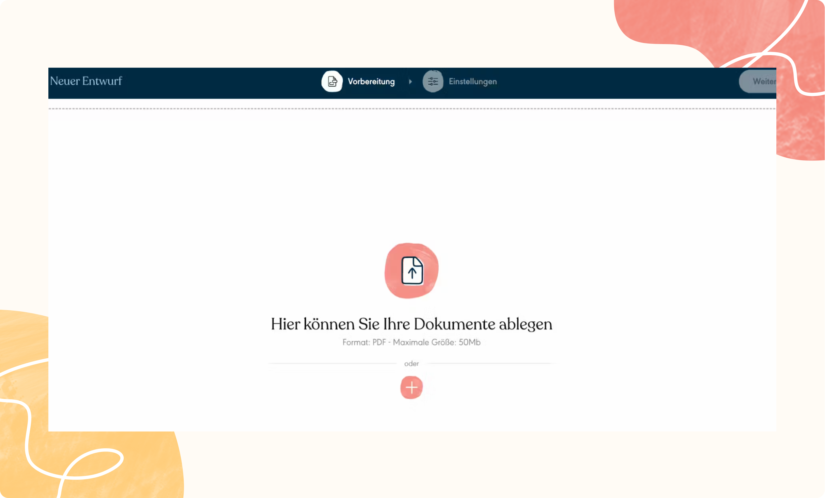 Dokumente zur Unterzeichnung hochladen