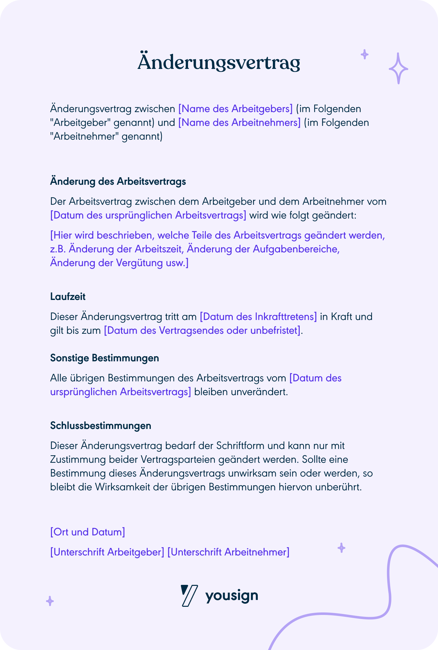 Muster Änderungsvertrag
