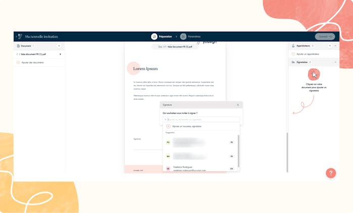 Remplir les informations sur l'application de Yousign