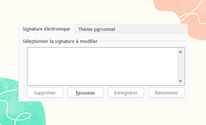 Onglet signature et thème