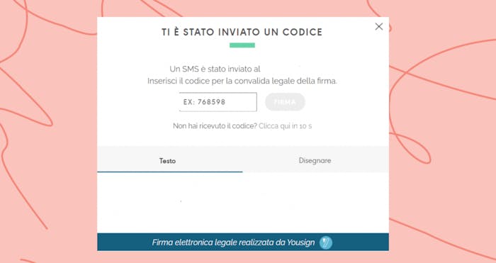 inserimento codice otp yousign