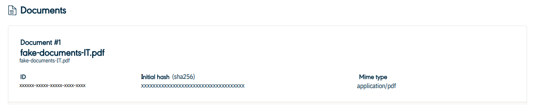 Screenshot hash documento
