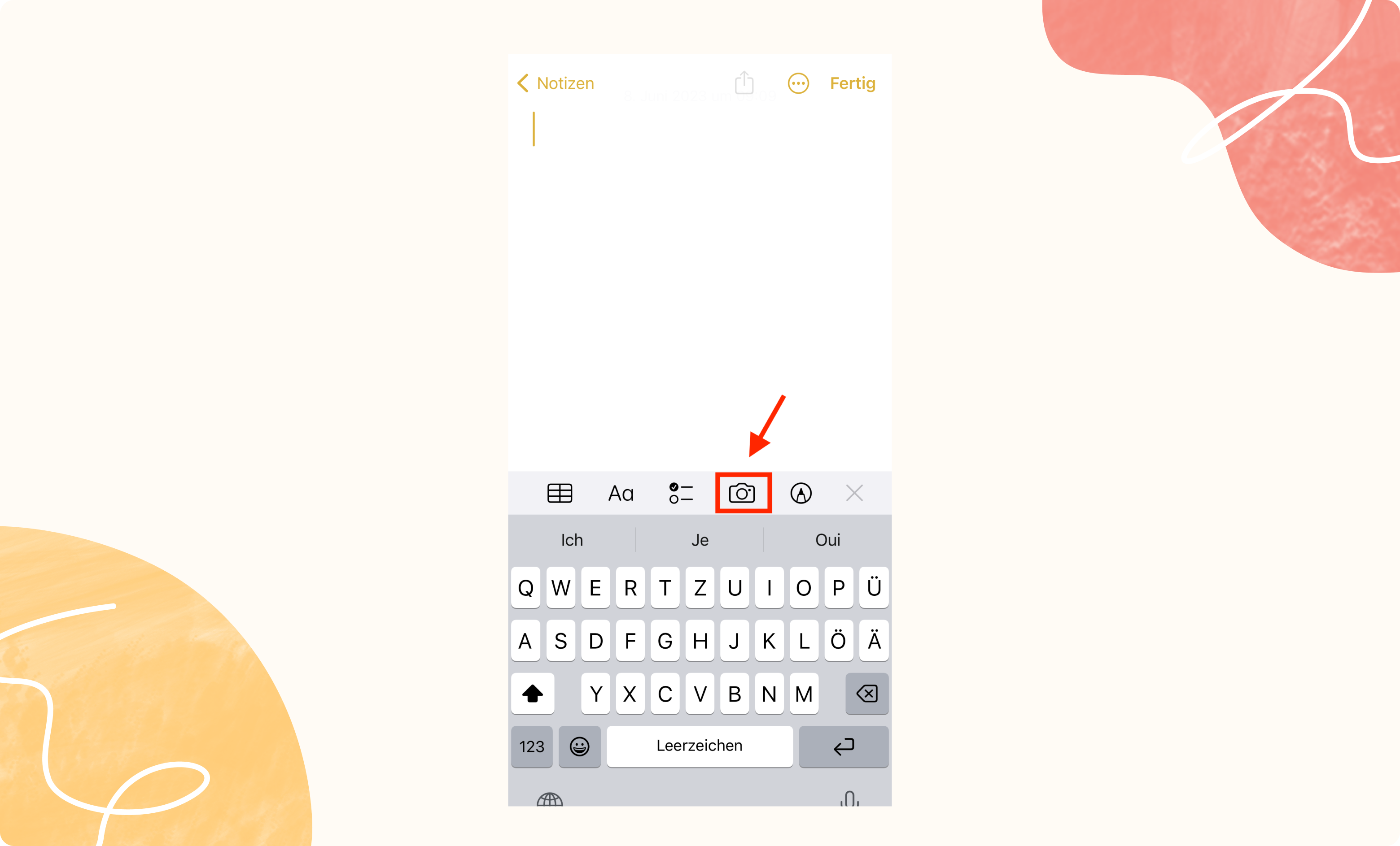 Öffnen der Notizen-App und erstellen einer neuen Notiz