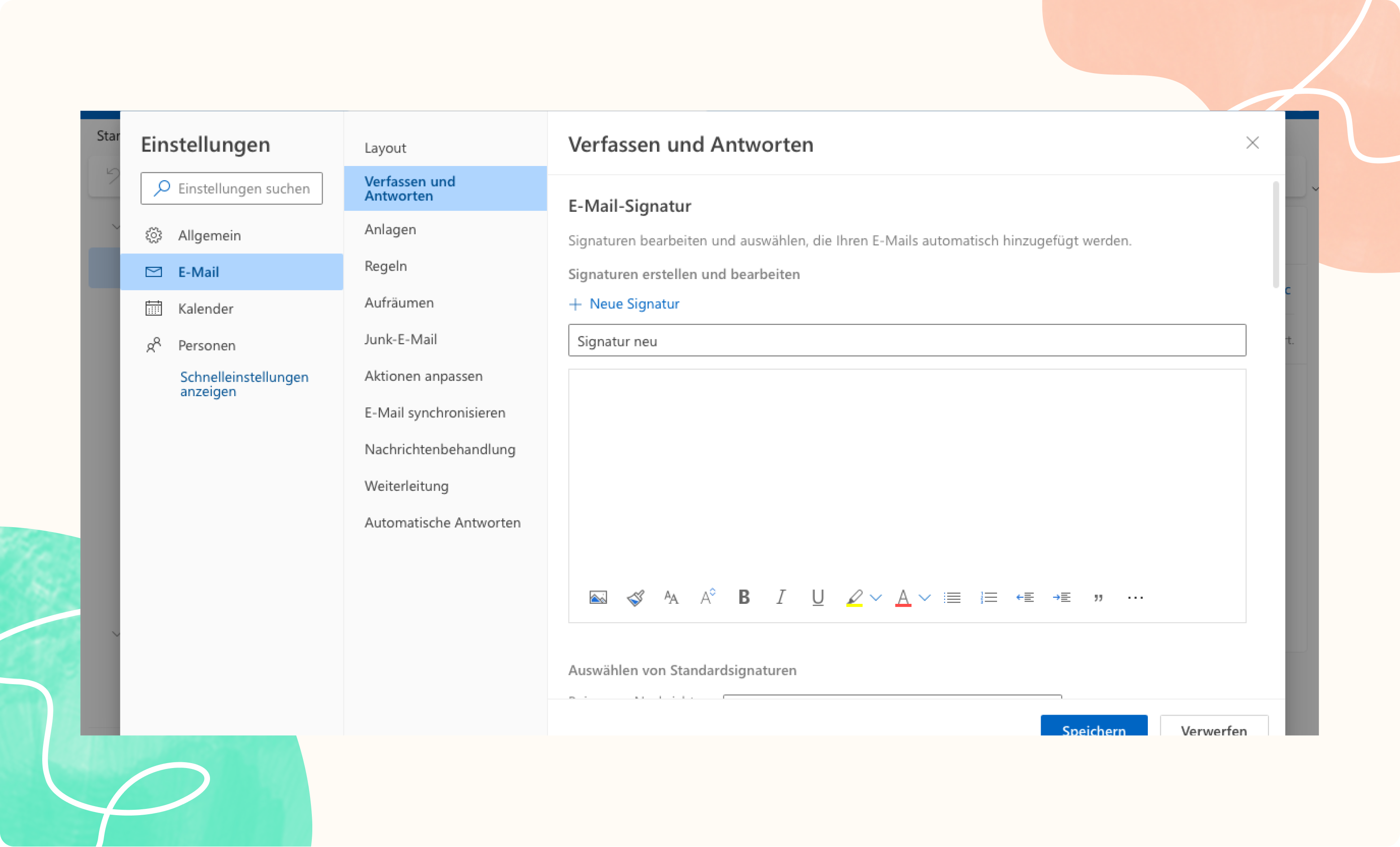 Namen für die Signatur eingeben