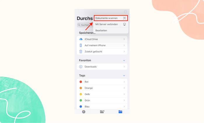 Auf “Dokumente scannen” klicken