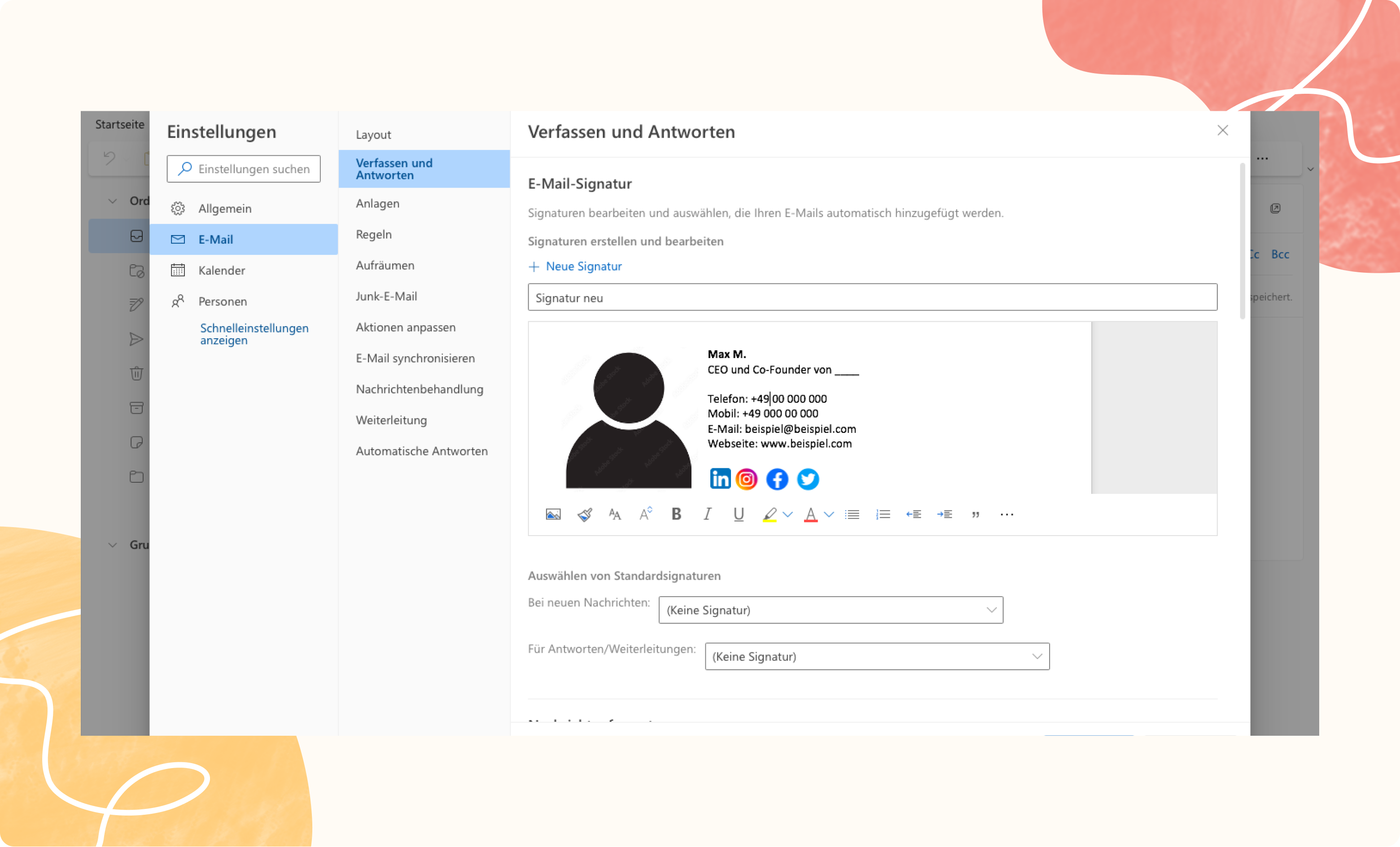 Signatur formatieren und speichern