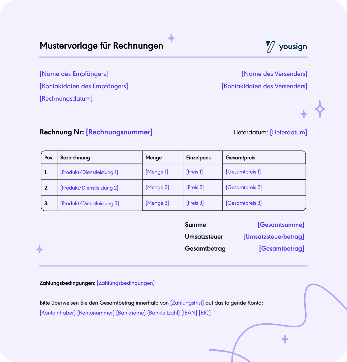 Mustervorlage für Rechnungen