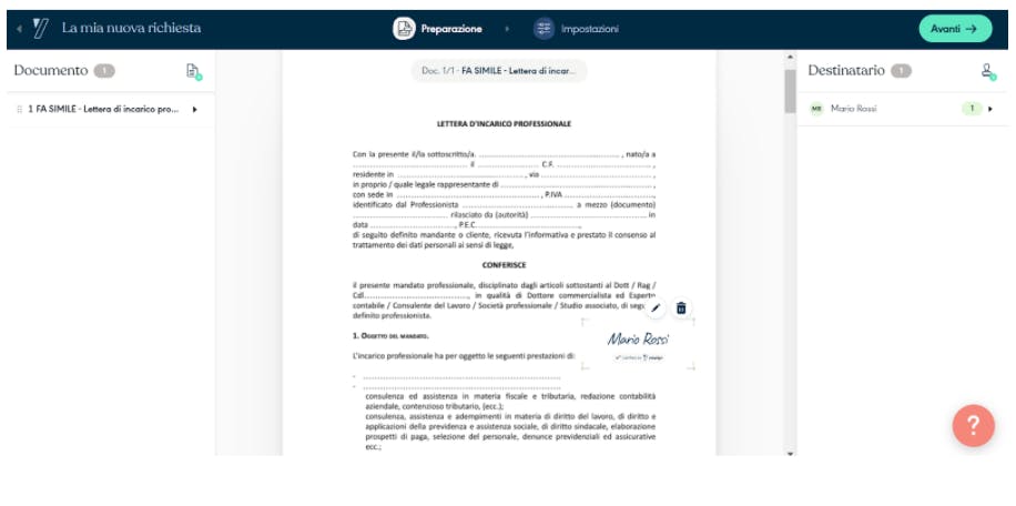 Lettera d'incarico firmatari