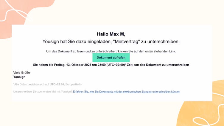 E-Mail der Signaturanfrage öffnen