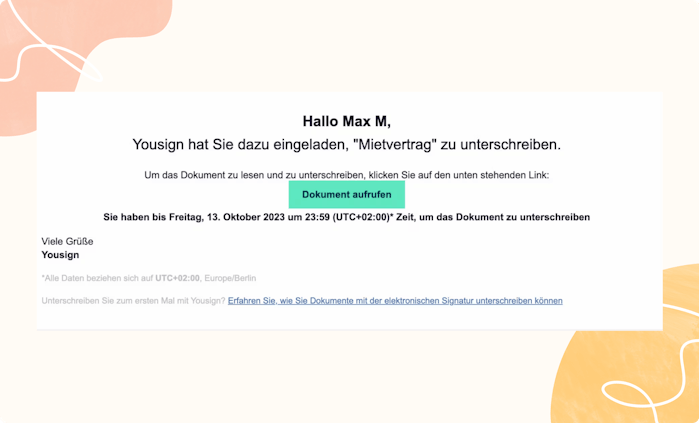 Öffnen der Signatureinladung