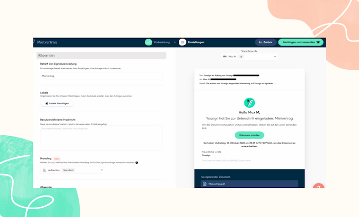 Versand der Anfrage per E-Mail