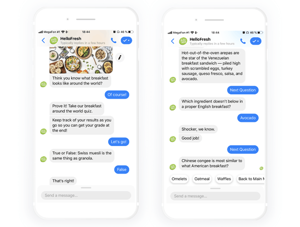 Le chatbot D'HelloFresh