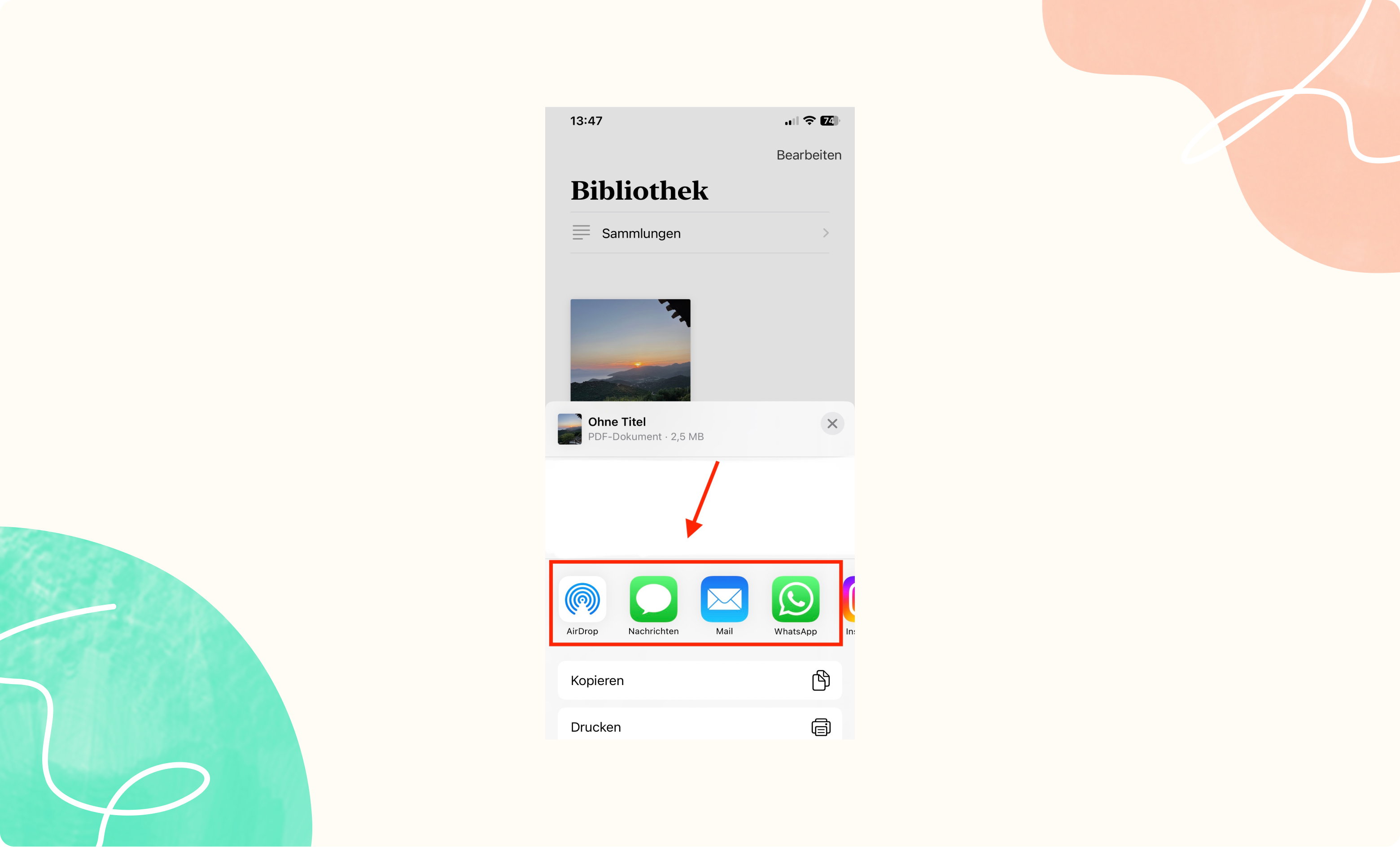 Kanal für das Teilen auswählen