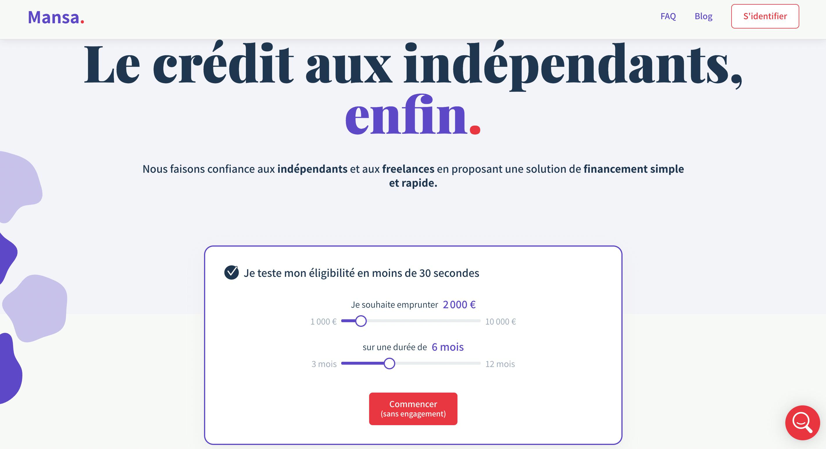 Mansa freelances homepage