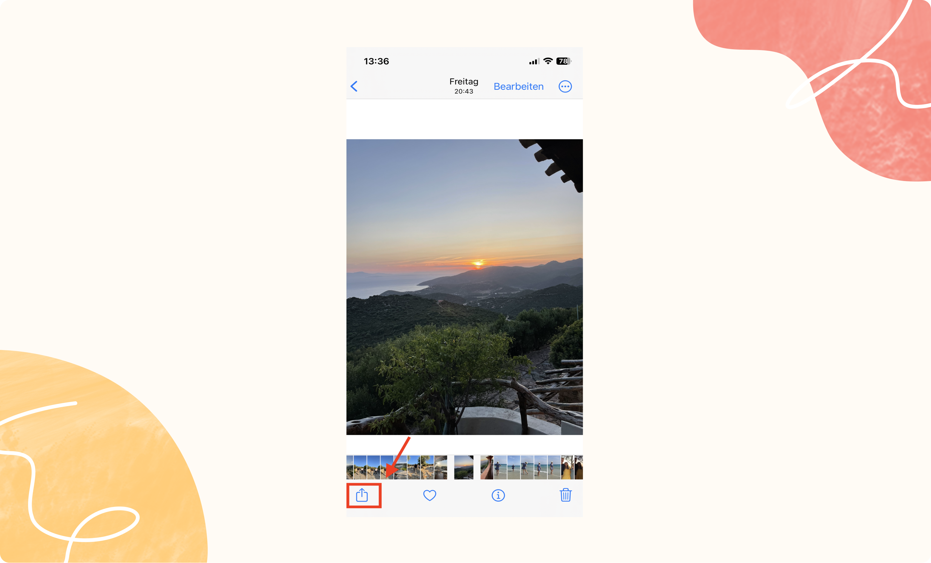 Fotos-App öffnen und auf “Teilen”-Symbol klicken