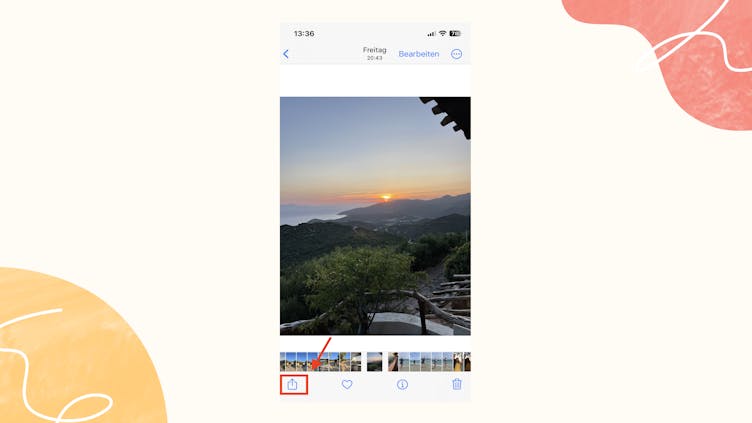 Fotos-App öffnen und auf “Teilen”-Symbol klicken